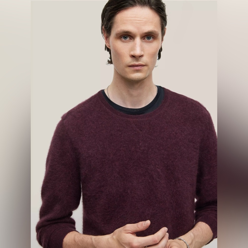 John Varvatos Jones 100% Boiled Organic Cashmere Crewneck Sweater Size Medium